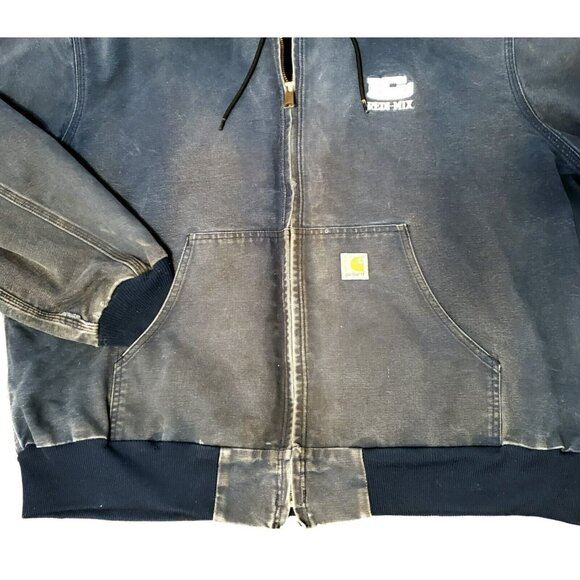 VTG Carhartt Duck Thermal Coat Lined Hood Zip Jacket Distressed LOGO J131 USA - Picture 7 of 16